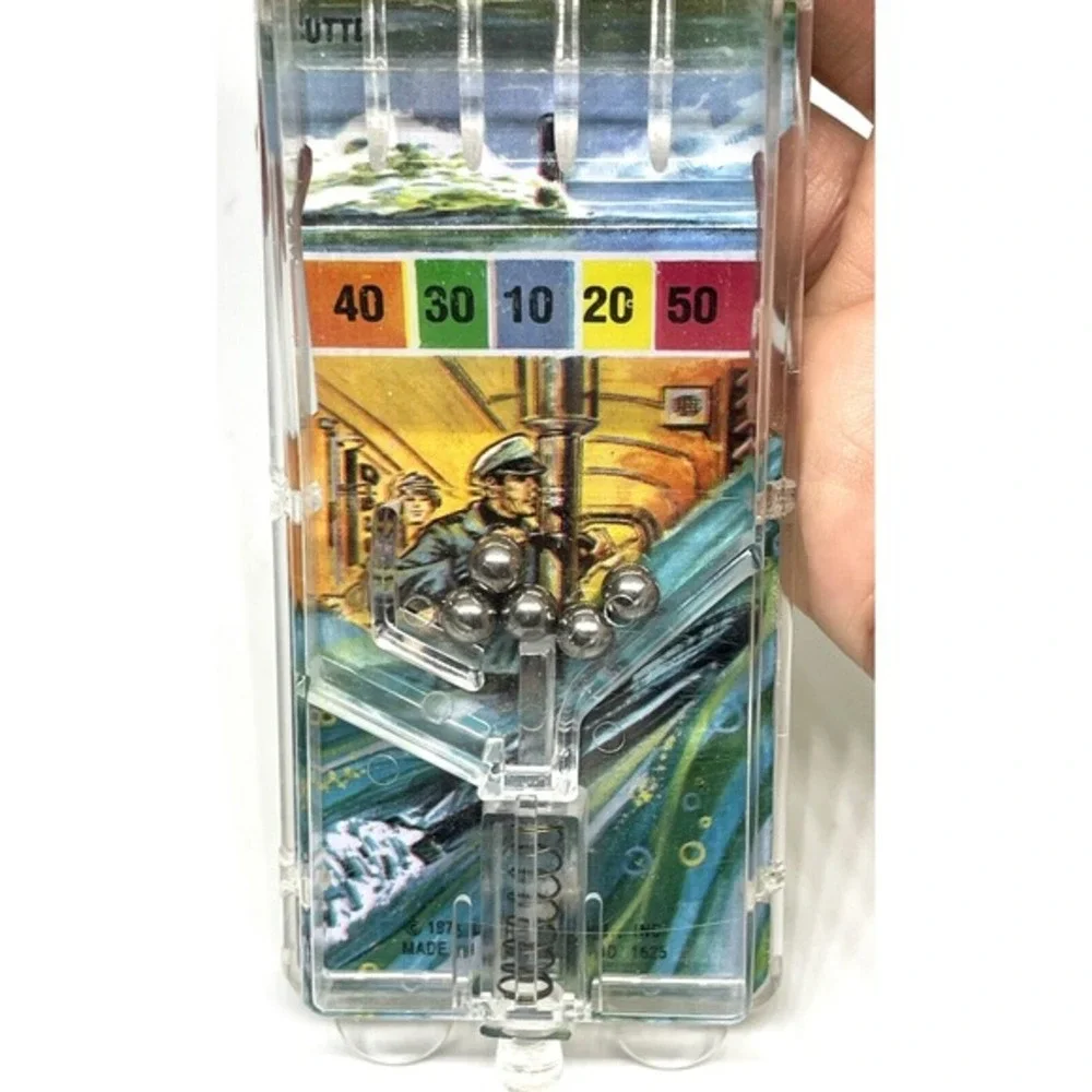 Vintage Handheld Pinball Game Durham Ind 1975 Submarine Battleship Tin‎ Litho